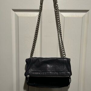 Elegant Navy Blue Olivia Harris Leather Chain Strap Bag